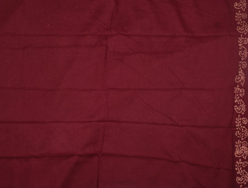 Maroon 100s Combed Pure Soft Cotton Sungudi Square Print Saree