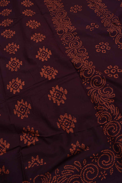 Dark Brown 120s Combed Pure Soft Cotton Sungudi Print Saree