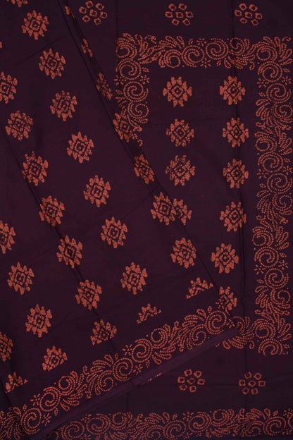 Dark Brown 120s Combed Pure Soft Cotton Sungudi Print Saree