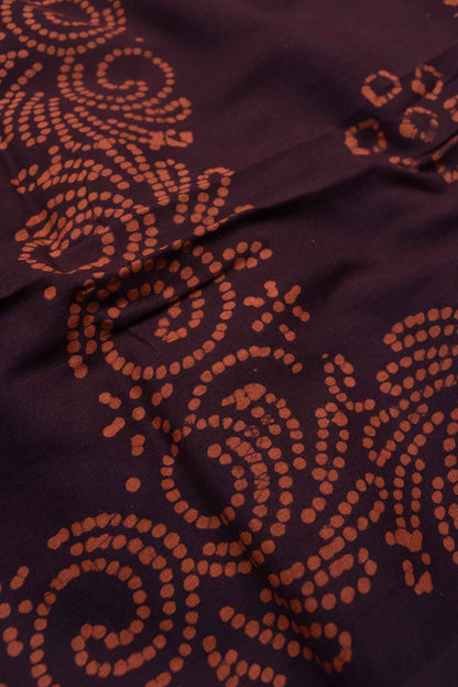 Dark Brown 120s Combed Pure Soft Cotton Sungudi Print Saree