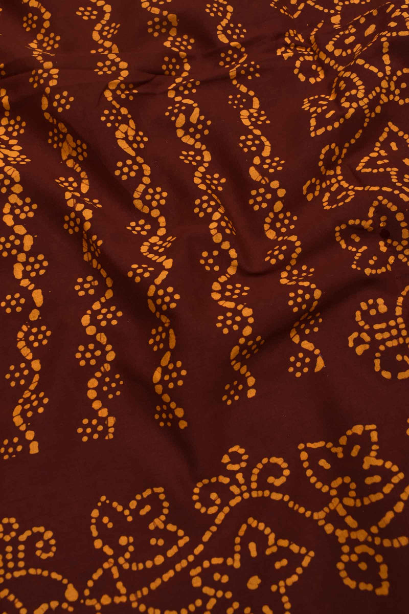 Brown 120s Combed Pure Soft Cotton Sungudi Print Saree