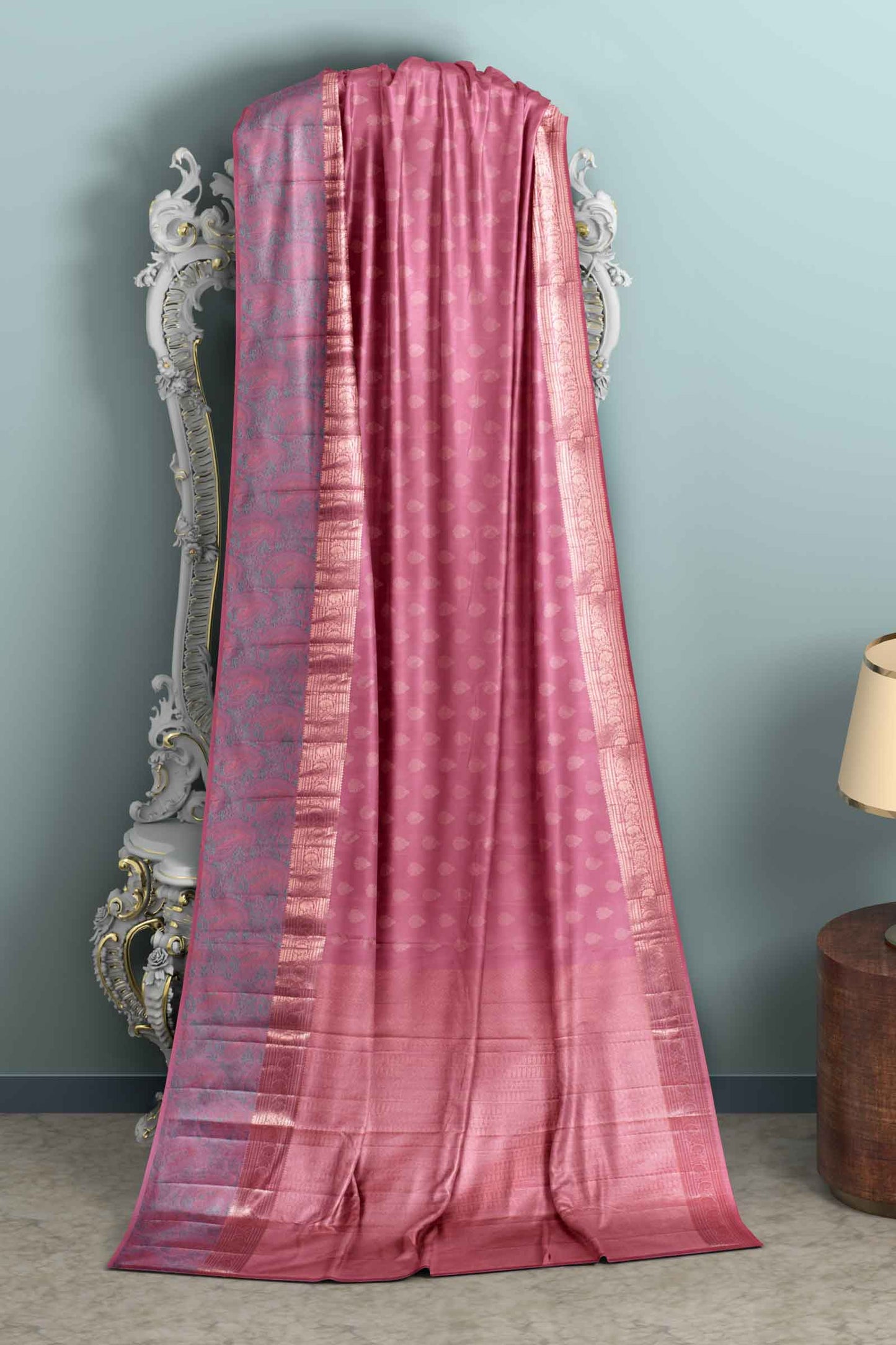 Pink Light Weight Pure Silk Arani Fancy Border Saree