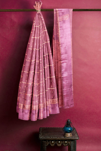 Pink Light Weight Pure Silk Arani Small Square Butta Fancy Butta Border Saree