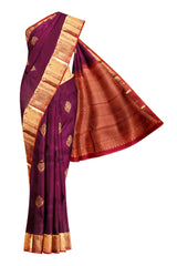 Violet Light Weight Pure Silk Arani All over Butta Contrast Pallu Saree