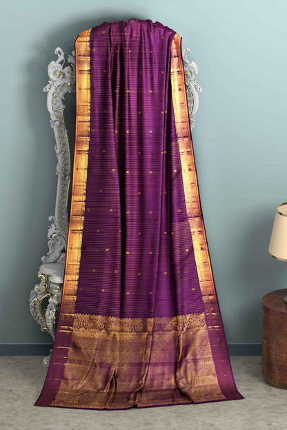 Violet Light Weight Pure Silk Arani Multi Line Zari Saree