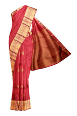 Pink Light Weight Pure Silk Saree Contrast Green Blouse Saree