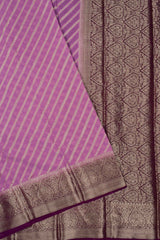 Light Violet Georgette Gold Stripes Big Border Saree