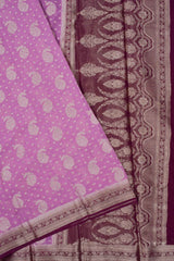 Violet Georgette Mango Butta Contrast Pallu Saree