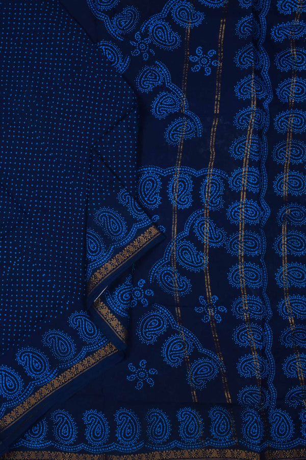 Dark Blue Pure Soft Cotton Mango Border Sungudi Print Saree