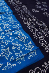 Blue Pure Cotton  Stars Printed Mango Border Sungudi Saree