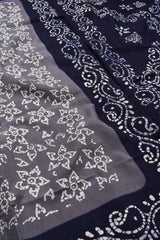 Grey Pure Cotton Stars Printed Mango Border Sungudi Saree