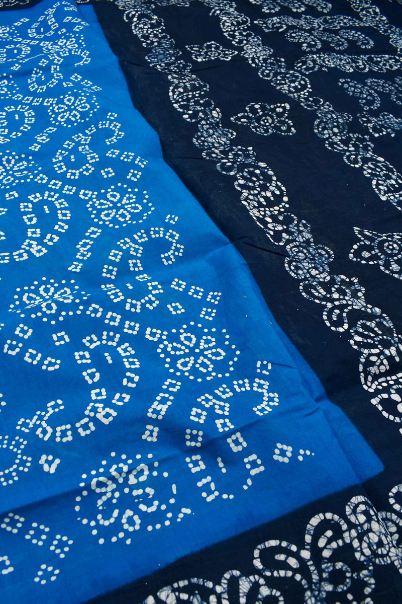 Blue Pure Cotton Mango Printed Sungudi Saree