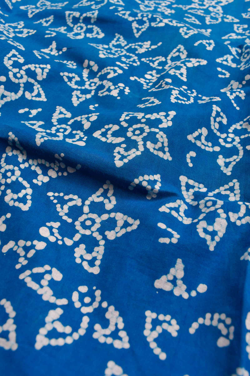 Blue Pure Cotton  Stars Printed Mango Border Sungudi Saree