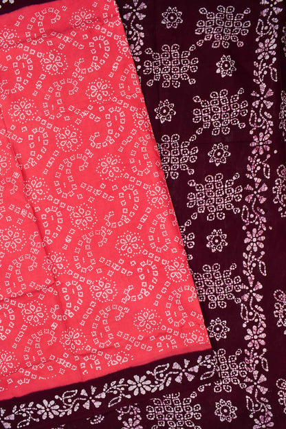 Light Pink Pure Cotton Kolam Print Sungudi Saree