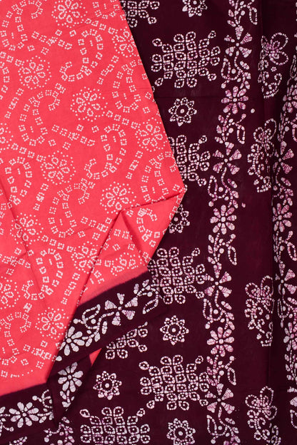 Light Pink Pure Cotton Kolam Print Sungudi Saree