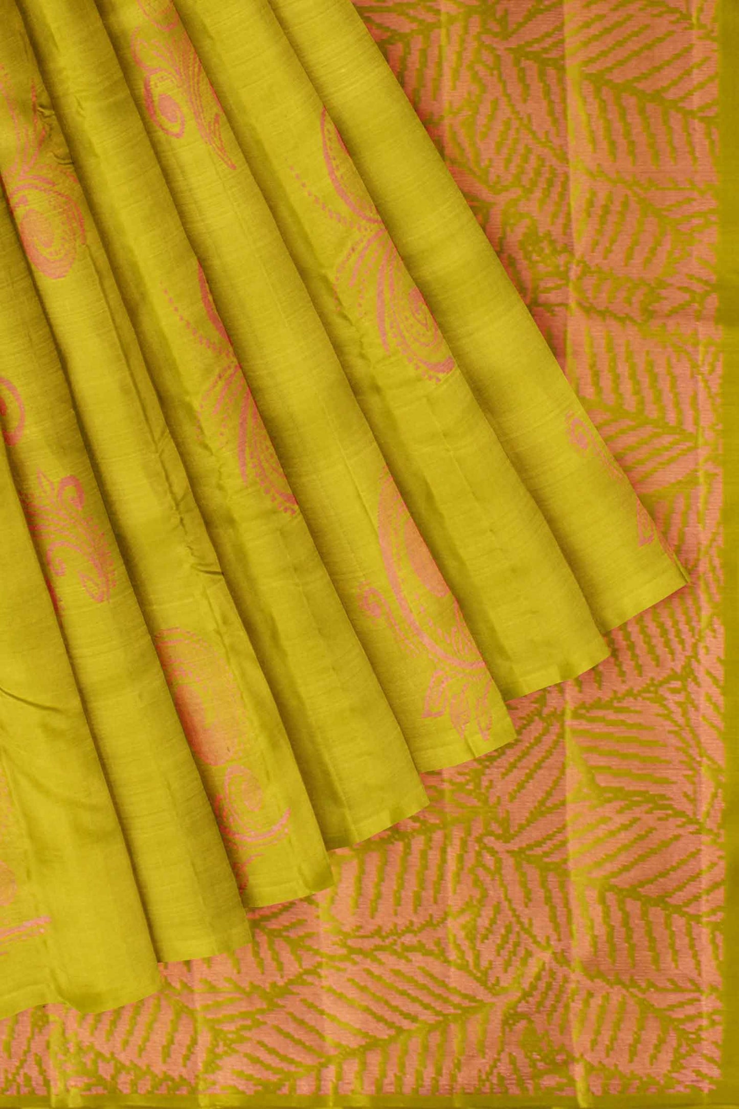 Green Light Weight Pure Silk Without Border Contrast Zari Butta Saree