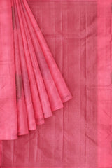 Pink Light Weight Pure Silk Arani Big Butta Borderless Saree