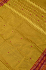 Yellow Chettinad Pure Cotton Thread Peacock Border Saree