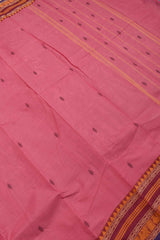 Pink Chettinad Pure Cotton Thread Peacock Border Saree