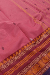 Pink Chettinad Pure Cotton Thread Peacock Border Saree