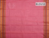 Pink Chettinad Pure Cotton Thread Peacock Border Saree