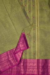 Green Chettinad Pure Cotton with Mango Rudraksh Fancy Jari Border Saree