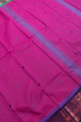 Pink Chettinad Pure Cotton Peacock Jari Double Color Border Saree