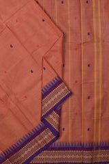 Light Orange Chettinad Pure Cotton Body Butta Rudraksh Fancy Border Saree