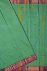 Green Chettinad Pure Cotton Jari Border Body Butta Saree