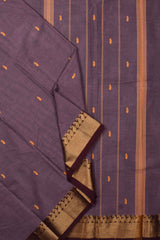 Violet Chettinad Pure Cotton Mango Jari Border Body Butta Saree