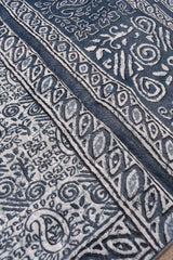 Grey White Semi Chanderi Paisely Mehendi Blocks Printed Saree