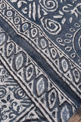 Grey White Semi Chanderi Paisely Mehendi Blocks Printed Saree