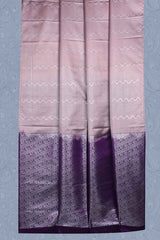 Pink Checkered Waves Semi Soft Silk  Contrast Violet Pallu Saree