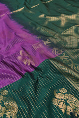 Violet Vairaoosi Lined Semi Soft Silk Contrast Green Pallu Saree