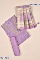 Light Violet Organza Jari Butta Chudithar Dress Material Printed Dupatta Suit