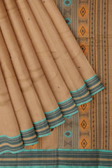 Light Brown Kanjivaram Pure Cotton Handloom Bomkai  Pallu Saree