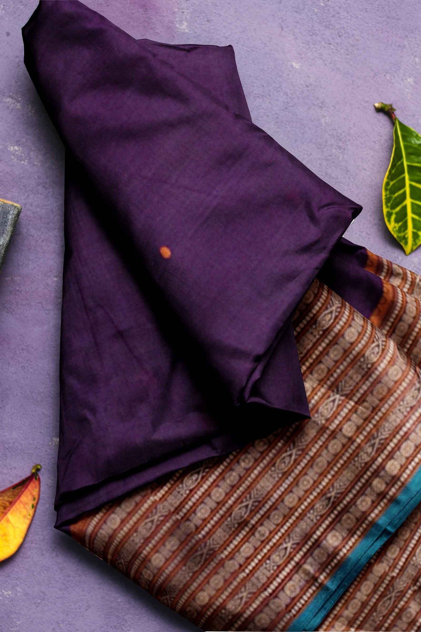 Violet Kanjivaram Pure Cotton Handloom Fish Pet Butta Border Saree