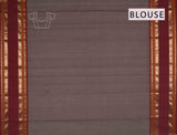 Brown Kanjivaram Pure Cotton Handloom Zari Checks Rettai Pet Border Saree