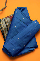 Blue Kanjivaram Pure Silk Big Border Contrast Parrot Pallu Saree