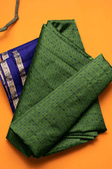 Green Kanjivaram Pure Silk Retapetai Double Border 1000 Butta Allover Saree