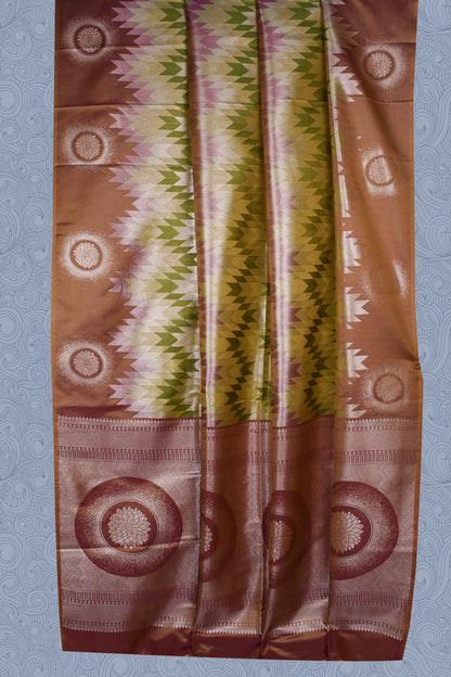 Green Semi Soft Silk Full Body Tower Design Contrast Pallu Saree