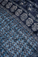 Indigo Blue Semi Chanderi Printed Saree