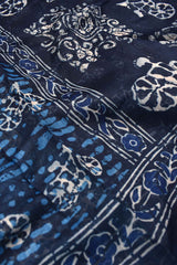 Indigo Blue Semi Chanderi Cycle Printed Saree