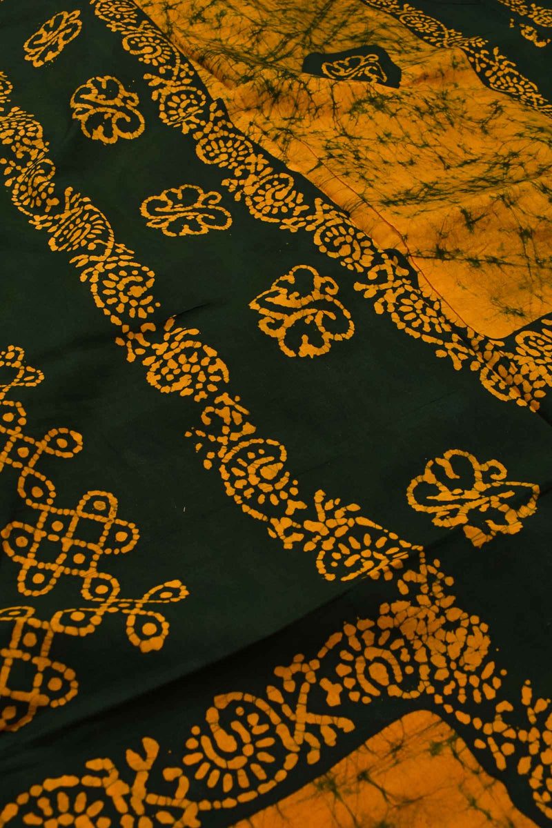 Green Pure Cotton Kolam Print Sungudi Saree