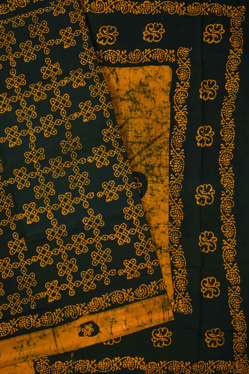 Green Pure Cotton Kolam Print Sungudi Saree