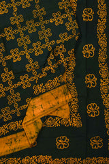 Green Pure Cotton Kolam Print Sungudi Saree