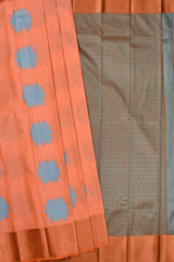 Peach Semi Silk Contrast Blue Butta Saree