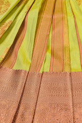 Bright Light Green Semi Silk Fancy Butta Contrast Blouse Saree