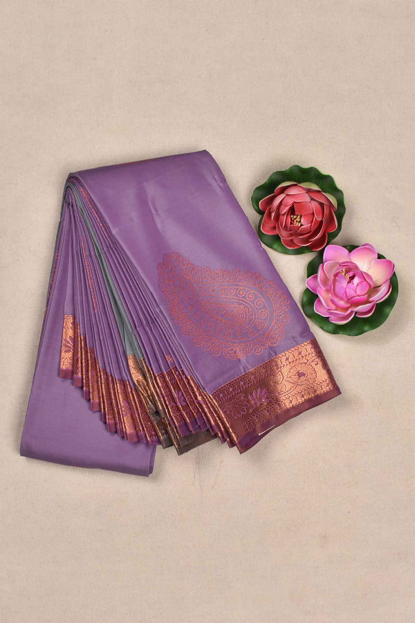 Violet Soft Semi Silk Paisely Butta Saree