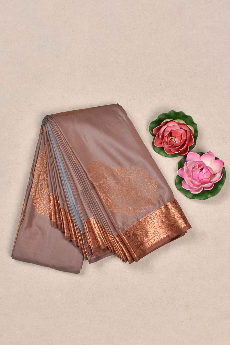 Light Mauve Soft Semi Silk Paisely Butta Saree